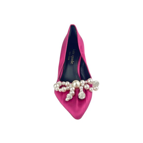 Kate Spade Pink Satin Pumps with Pearl and Crystal Bow on the Toe - Picture 5 of 5